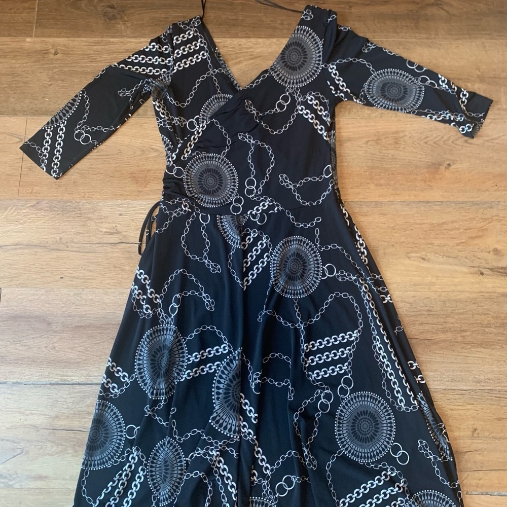 Mesmerize Elegant Black and White Patterned Dress